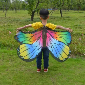 Kids butterfly wings cape colourful fairy costume for Halloween party dress up daily fun play