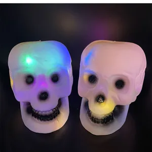 Halloween teschio luminoso lampada spaventoso LED puntello per casa stregata festa dettagli