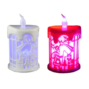 Christmas LED electronic candle light desktop ornament pair white and red old man design