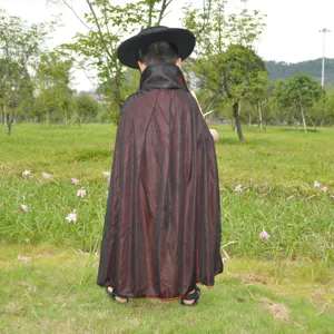 Kids Halloween Zorro costume cape set with black hat, perfect for holiday party performance.