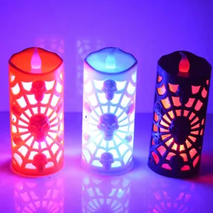 Halloween LED crâne et toile araignée bougies électroniques lumières fête décoration