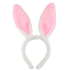 Süßer Plüsch Hasenohren Haarreif für Kinder, weicher weißer und rosa Kaninchen Haarreif für Party.