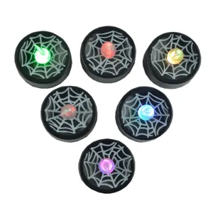 Halloween LED tea light candles black spider web round electronic decorative lights set