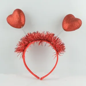 Valentine's Day Heart Headband Glitter Tinsel Red Rose Heart Head Hoop Party Hairband Festive Hair Accessories For Valentine Party Costume Decoration