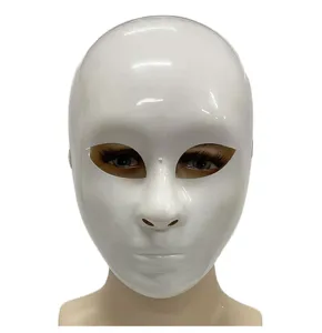 Witte glanzende volledig gezicht masker voor Halloween feest cosplay vermomming.
