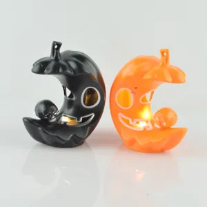 Halloween Citrouille Lune Bougie Led Plastique Ajouré Crâne Électronique Lumineux Décoration Lampe pour Maison Fête Décor