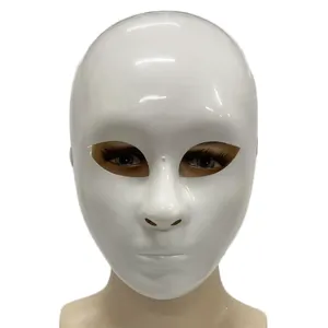 Minimalistisch Wit Volledig Gezicht Plastic Masker Voor Halloween Gemaskerd Bal Hip Hop Dans Effen Kleur Unisex Feest Kostuum Masker