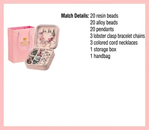 Kit complet de création de bijoux DIY 66 pièces avec boîte de rangement rose et sac
