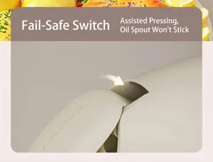 Detail van de beveiligingsschakelaar op de deksel van de automatische oliedispenser