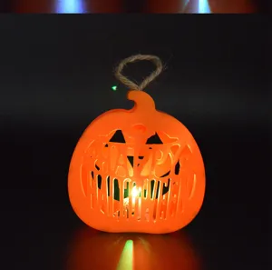 Halloween LED pumpkin night light hollow carved orange party hanging lamp decoration.