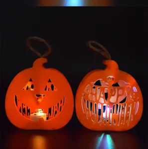 Halloween pumpkin LED hanging lantern party decoration glowing hollow candle lights