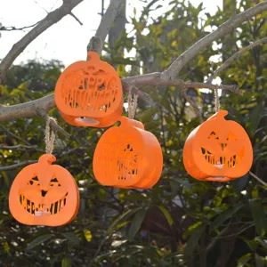 Halloween LED pumpkin lights hanging lanterns hollow jack-o-lantern party decor lights