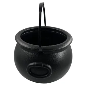 Secchio di plastica nero per caramelle calderone da strega per festa di Halloween.