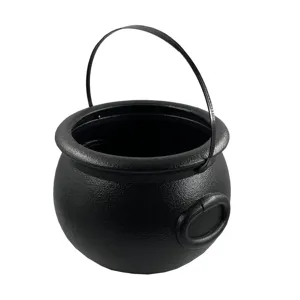 Secchiello porta caramelle nero in plastica da strega per decorazione festa di Halloween