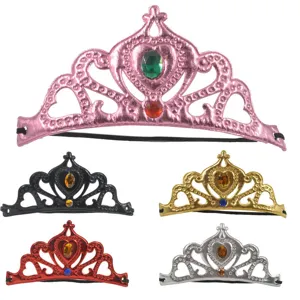 Diadema de Corona de Princesa Dulce para Niños Con Banda Elástica Plástico Strass Accesorios de Cabello Corona para Fiesta