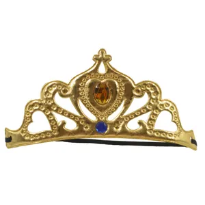 Diadema corona de princesa dorada para niños, dulce accesorio para el cabello con gemas brillantes.