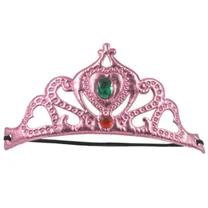 Diadema de corona de princesa para niños con banda elástica, lindo accesorio de pelo rosa.