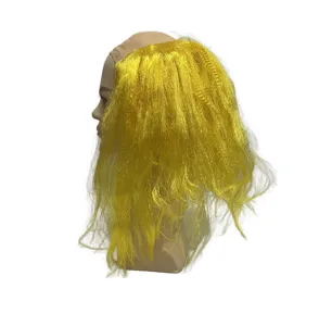 Funny bald wig with long yellow hair for party costume and holiday events decoration.