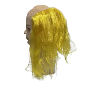 Funny party bald wig with bright yellow long hair costume headwear for festival events