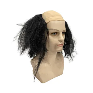 Funny bald costume wig with long black hair for party dress up and festival events.