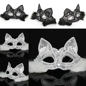 Maskeraden Fuchs Maske Für Damen Halloween Weihnachten Party Venezianische Strass Prinzessin Halbgesicht Katze Maske Kostüm Zubehör
