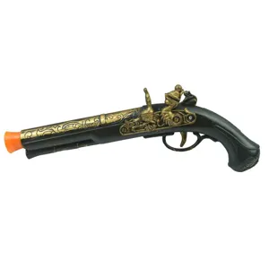 Halloween pirate flintlock pistol costume prop black and gold theatrical toy accessory