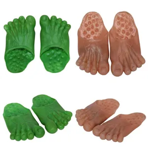 Funny giant feet slippers halloween monster costume novelty pranks shoes green skin color