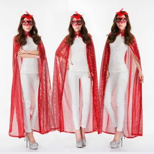 Halloween Pailletten Umhang Glitzer Cape Für Maskenball Party Zauberer Hexe Cosplay Kostüm Glänzender Pailletten Umhang Für Bühnenauftritt Karneval Unisex Festival Cape