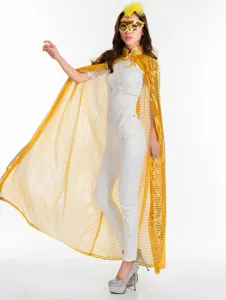 Goldene Pailletten Umhang Cape für Halloween Kostüm, Party Verkleidung glänzend Design.