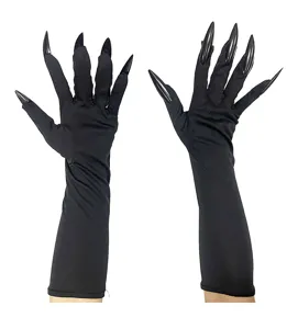 Gants de longs ongles noirs d'Halloween costume de vampire de sorcière griffes de fantôme