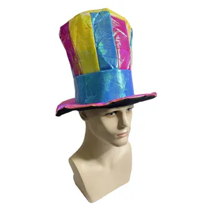 Colorful iridescent top hat party clown magician hat festival dress up costume accessory