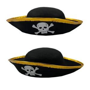 Kids Adults Pirate Captain Hat Tricorne Pirate Costume Hat Skull Crossbones Party Hat Halloween Party Performance Props