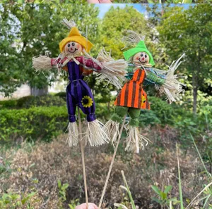 Halloween scarecrow decorative picks handmade straw doll floral arrangement accessories