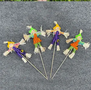 Halloween decorative scarecrows garden stakes DIY handmade floral bouquet accessories 4pcs