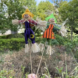 Halloween Scarecrow Doll Decoration Straw Witch Ornament For Flower Bouquet DIY Party Accessories Cartoon Scarecrow Plant Stakes