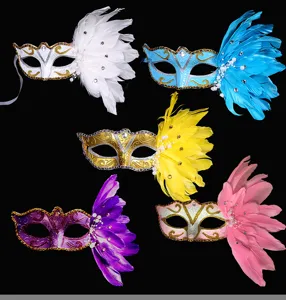Venezianische Feder Maskerade Maske Party Prinzessin spitze bemalt Augenmaske Halloween