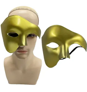 Masque de bal venetien dore style Fantome de l'Opera pour fete de costume Halloween.