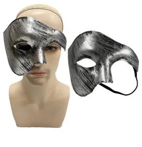 Masque de visage vintage argenté demi-masque de mascarade pour fête et beau costume.