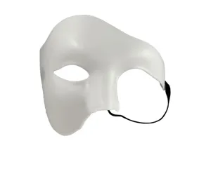 Masque demi-visage fantôme blanc accessoire de costume pour fête mascarade théâtre.