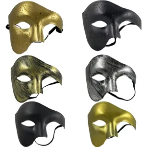Masque de Mascarade Plastique Demi-Visage Opéra Fantôme Masque Vénitien Pour Fête d'Halloween Cosplay Costume Bal Accessoires