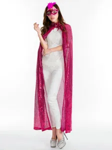 Rosa Pailletten Umhang Cape für Halloween Cosplay Party, glänzendes Zauberin Kostüm Zubehör.