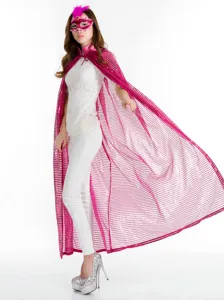 Damen rosa Pailletten Umhang Cape für Halloween Party Cosplay Kostüm und Maskerade.
