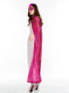 Rosa Pailletten Umhang Cape fuer Halloween Cosplay Maskerade, glaenzendes Kostuem Party.
