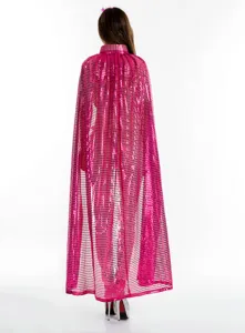 Fuchsite Pailletten Umhang Cape für Halloween Cosplay, glänzendes Party langes Glitzer Cape.