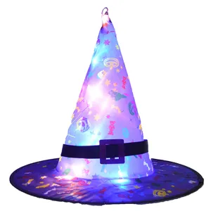 Chapeau de sorcière lumineux LED Halloween fête costume coiffe décoration vacances accessoire prop