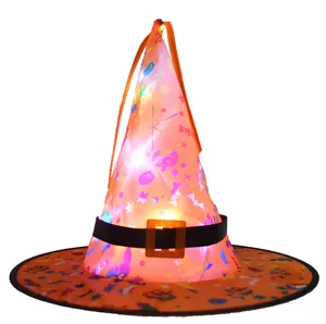 Chapeau de sorcière LED Halloween lumineux fête costume accessoire décoration orange