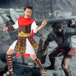 Disfraz de Gladiador Romano para Hombre Halloween Guerrero Antiguo Cosplay con Capa