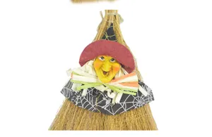 Halloween witch broom hanging decoration party prop spooky festival ornament details