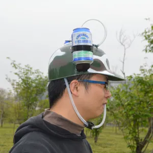 Casque de biere de boisson creatif camouflage chapeau de fete avec support paille