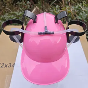 Casque de boisson à bière paresseux rose avec porte-gobelets et pailles pour fête en plein air